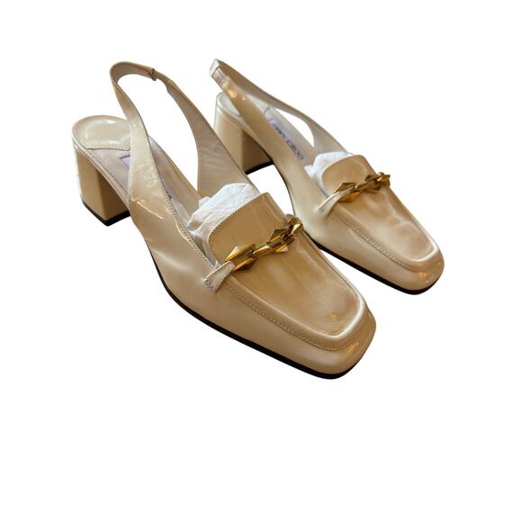 Jimmy Choo NIB Diamonte 45 Tilda Slingback Pumps in Latte Size 39.5 - Picture 5 of 11